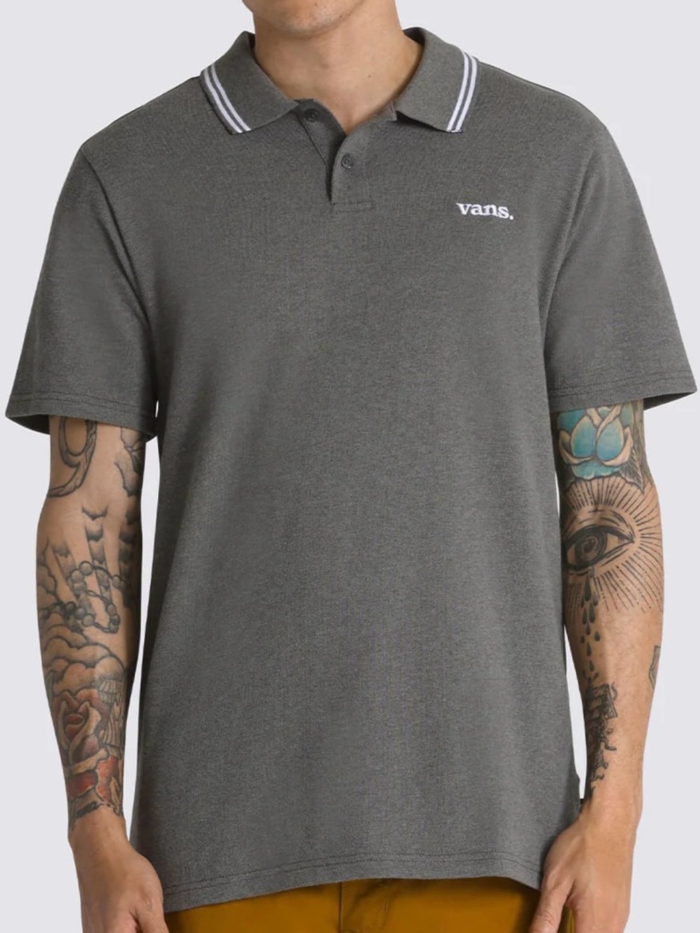 Vans Men's Charcoal/White Halecrest Polo Shirt (VN000A7QCHH) Size Large - NWOT